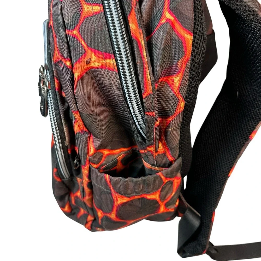 Totto Lava Magma Backpack Black Red Orange School Book Travel Organize 16x12x5